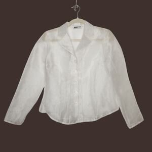 Vintage 90s White Sheer Blazer Jacket Fairy Whimsy Cottage Office Witchy Top